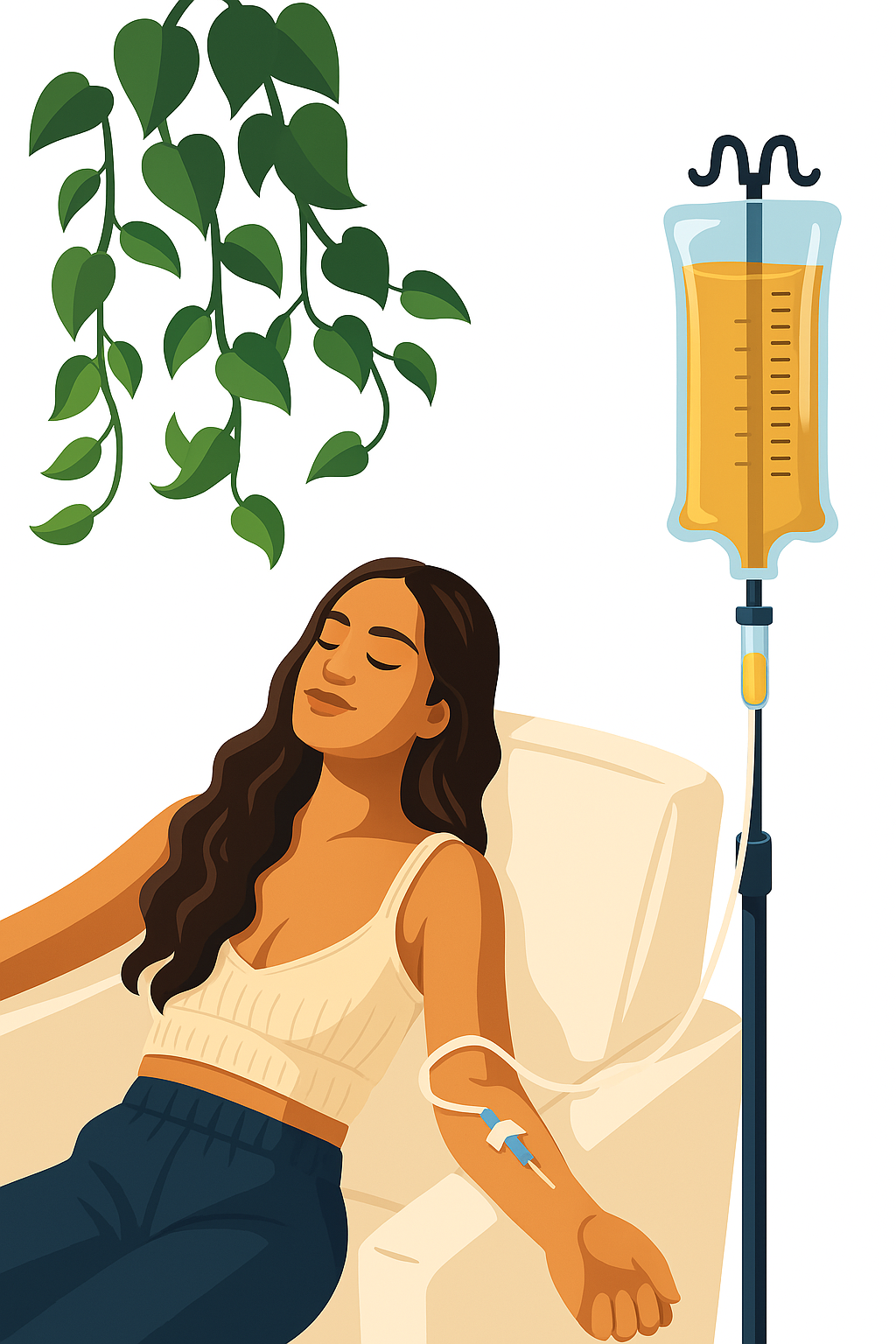 Patient receiving IV therapy at home - comfortable home healthcare